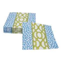 Caspari Paper Cocktail Napkins|Knots And Spots Blue & Green Cocktail Napkins - 20 Per Package