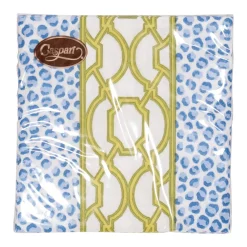 Caspari Paper Cocktail Napkins|Knots And Spots Blue & Green Cocktail Napkins - 20 Per Package