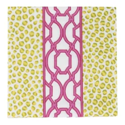 Caspari Paper Luncheon Napkins|Knots And Spots Green & Fuchsia Luncheon Napkins - 20 Per Package