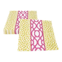 Caspari Paper Luncheon Napkins|Knots And Spots Green & Fuchsia Luncheon Napkins - 20 Per Package