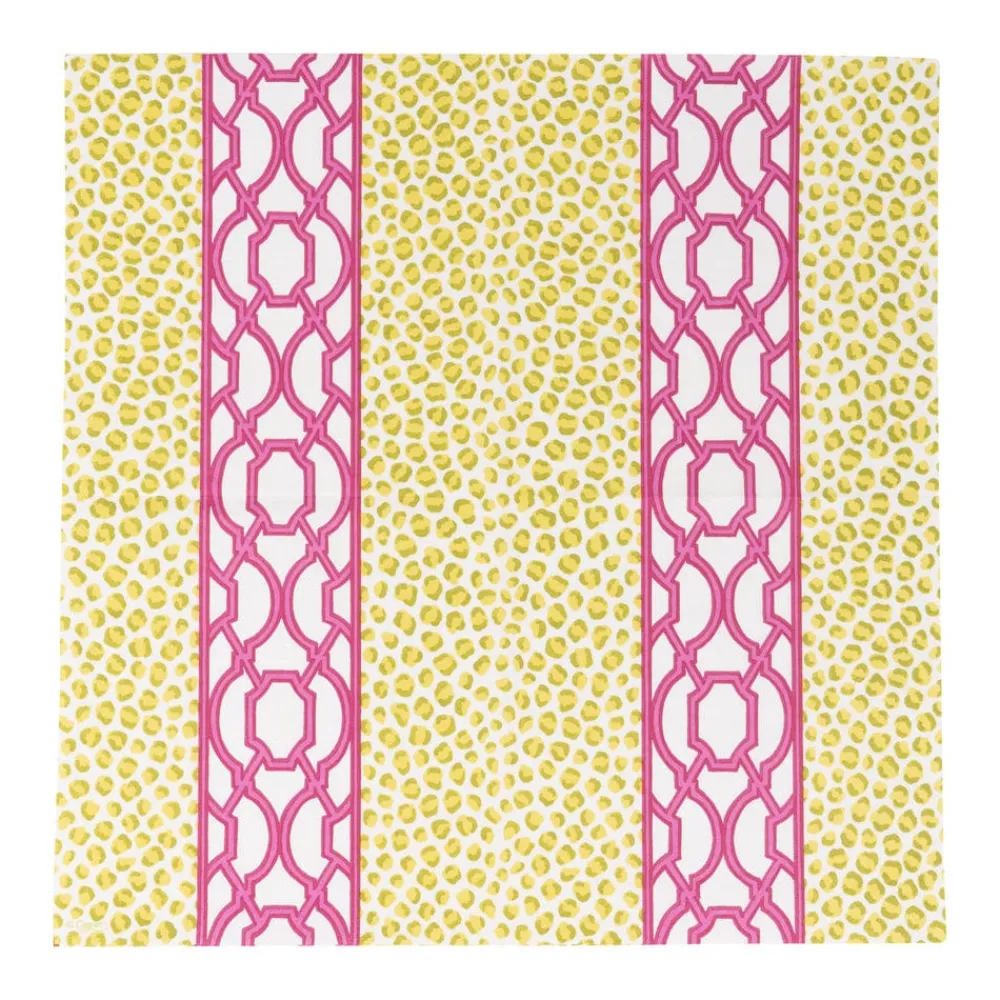 Caspari Paper Luncheon Napkins|Knots And Spots Green & Fuchsia Luncheon Napkins - 20 Per Package