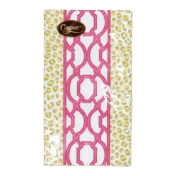 Caspari Paper Guest Towels|Knots And Spots Green & Fuchsia Guest Towel Napkins - 15 Per Package