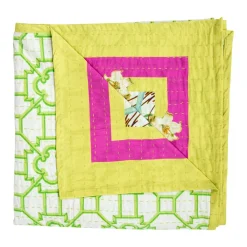 Caspari Kitchen Essentials|Table Linens|La Dolce Vita Kantha Quilt Sage & Lavender Table Covers - 1 Table Cover