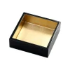 Caspari Lacquerware|Tailgates|Lacquer Cocktail Napkin Holder in Black & Gold - 1 Each