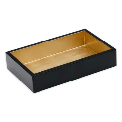 Caspari Lacquerware|Tailgates|Lacquer Guest Towel Napkin Holder in Black & Gold - 1 Each