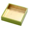 Caspari Lacquerware|Tailgates|Lacquer Luncheon Napkin Holder in Sage & Gold - 1 Each