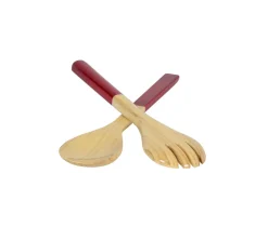 Albert L Punkt Tailgates|Memorial Day|Lacquered Bamboo Salad Servers in Red - 1 Pair