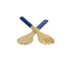 Albert L Punkt Tailgates|Memorial Day|Lacquered Bamboo Salad Servers in Blue - 1 Pair
