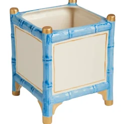 Abigails Memorial Day|Cachepots & Pots|Large Blue & Gold Bamboo Cachepot