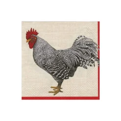 Caspari Paper Cocktail Napkins|Le Coq Paper Cocktail Napkins in Ivory - 20 Per Package