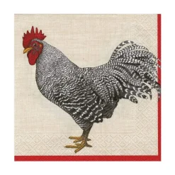 Caspari Paper Luncheon Napkins|Le Coq Paper Luncheon Napkins in Ivory - 20 Per Package - 2 Packages