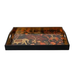 Caspari Lacquerware|Tailgates|Le Jardin De Mysore Lacquer Large Rectangle Tray - 21X15