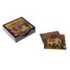 Caspari Lacquerware|Tailgates|Le Jardin De Mysore Set Of 4 Lacquer Coaster - 4" Diameter