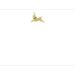 Caspari Christmas Gift Tags & Labels|Correspondence Cards|Leaping Reindeer Foil Correspondence Cards - 20 Card & Envelopes