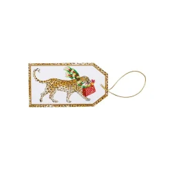 Caspari Christmas Gift Tags & Labels|Gift Tags & Enclosure Cards|Leopards in Snow Classic Gift Tags - 4 Per Package