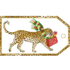 Caspari Christmas Gift Tags & Labels|Gift Tags & Enclosure Cards|Leopards in Snow Classic Gift Tags - 4 Per Package