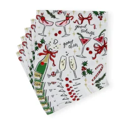 Caspari Christmas Napkins|Paper Cocktail Napkins|Let's Be Merry Paper Cocktail Napkins - 20 Per Package