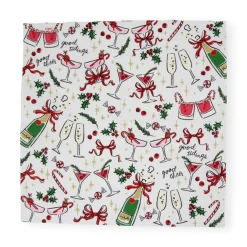 Caspari Christmas Napkins|Paper Cocktail Napkins|Let's Be Merry Paper Cocktail Napkins - 20 Per Package