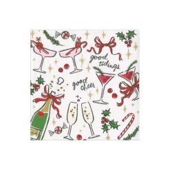 Caspari Christmas Napkins|Paper Cocktail Napkins|Let's Be Merry Paper Cocktail Napkins - 20 Per Package
