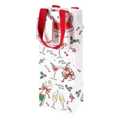 Caspari Christmas Gift & Bottle Bags|Gift & Bottle Bags|Let's Be Merry Wine & Bottle Gift Bag - 1 Each