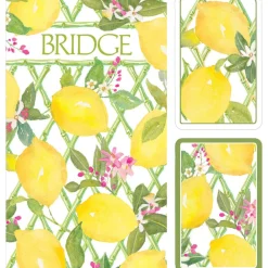 Caspari Mother'S Day|Bridge|Limoncello Jumbo Bridge Gift Sets - 2 Playing Card Decks & 2 Score Pads