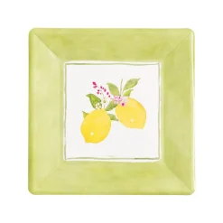 Caspari Paper Salad And Dessert Plates|Citrus Songbird|Limoncello Square Salad & Dessert Plates - 8 Per Package