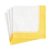 Caspari Baby Shower|Paper Cocktail Napkins|Linen Border Paper Cocktail Napkins in Yellow - 20 Per Package