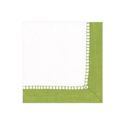 Caspari Christmas Napkins|Bridal Shower|Linen Border Paper Cocktail Napkins in Green - 20 Per Package