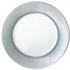 Caspari Engagement Party|Bridal Shower|Linen Border Paper Dinner Plates in Silver - 8 Per Package