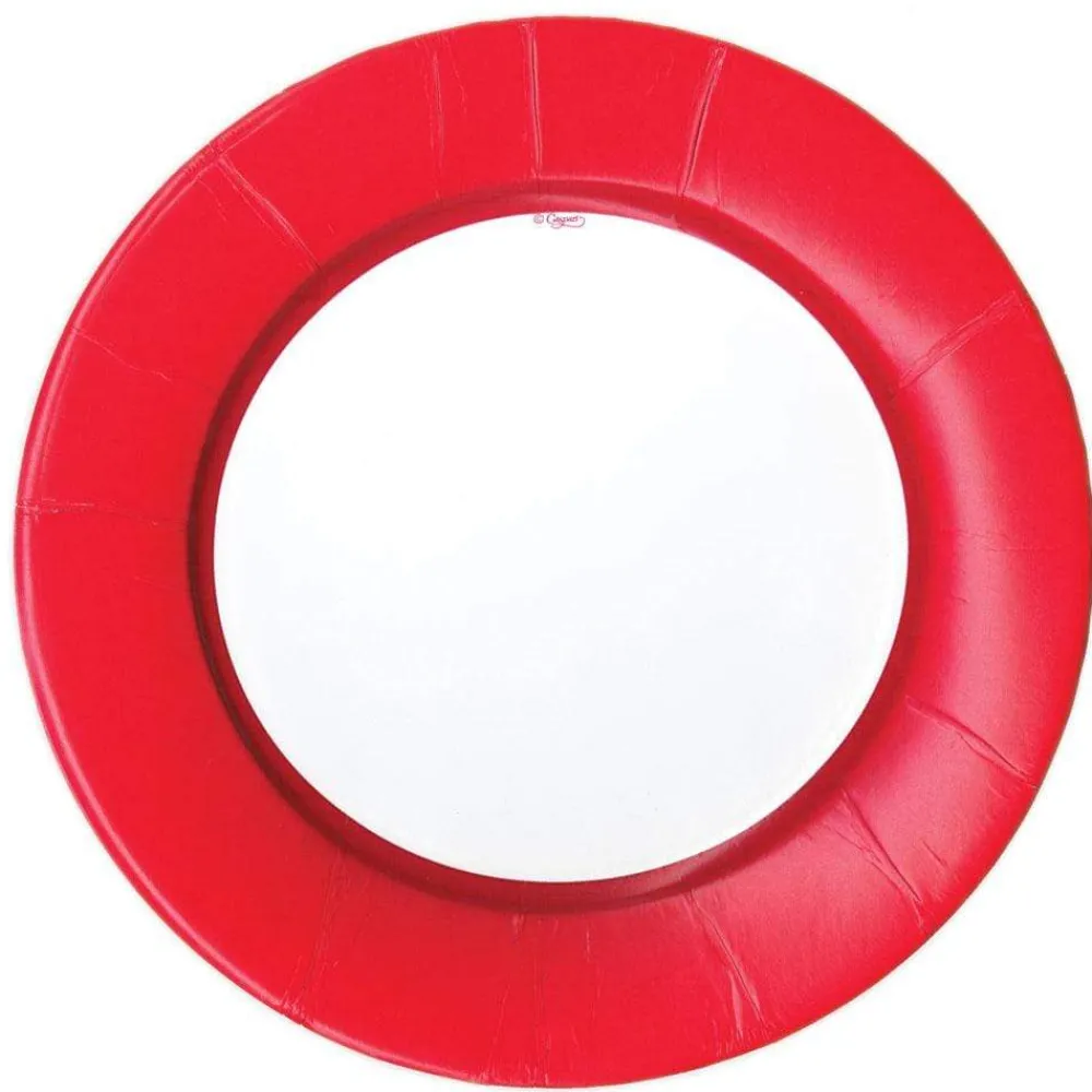 Caspari Christmas Plates|Graduation Celebration|Linen Border Paper Dinner Plates in Red - 8 Per Package