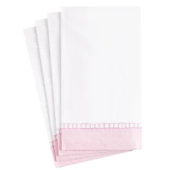 Caspari Bridal Shower|Baby Shower|Linen Border Paper Guest Towel Napkins in Petal Pink - 15 Per Package
