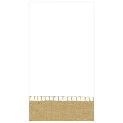 Caspari Christmas Napkins|Tailgates|Linen Border Paper Guest Towel Napkins in Gold - 15 Per Package