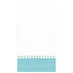Caspari Baby Shower|Easter|Linen Border Paper Guest Towel Napkins in Robin's Egg Blue - 15 Per Package