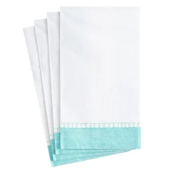 Caspari Baby Shower|Easter|Linen Border Paper Guest Towel Napkins in Robin's Egg Blue - 15 Per Package