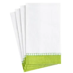 Caspari Christmas Napkins|Paper Guest Towels|Linen Border Paper Guest Towel Napkins in Green - 15 Per Package