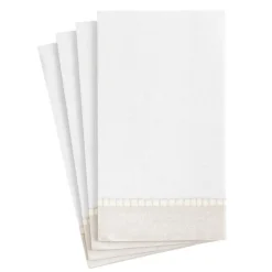 Caspari Bridal Shower|Baby Shower|Linen Border Paper Guest Towel Napkins in Natural - 15 Per Package
