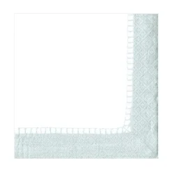 Caspari Christmas Napkins|Engagement Party|Linen Border Paper Luncheon Napkins in Silver - 20 Per Package