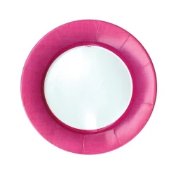 Caspari Bridal Shower|Birthday|Linen Border Paper Salad & Dessert Plates in Fuchsia - 8 Per Package