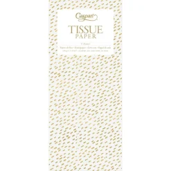 Caspari Christmas TIssue Paper|Bridal Shower|Little Dash Tissue Paper in White & Gold - 4 Sheets Included