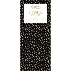 Caspari Tissue Paper|Little Dash Tissue Paper in Black & Gold - 4 Sheets Included