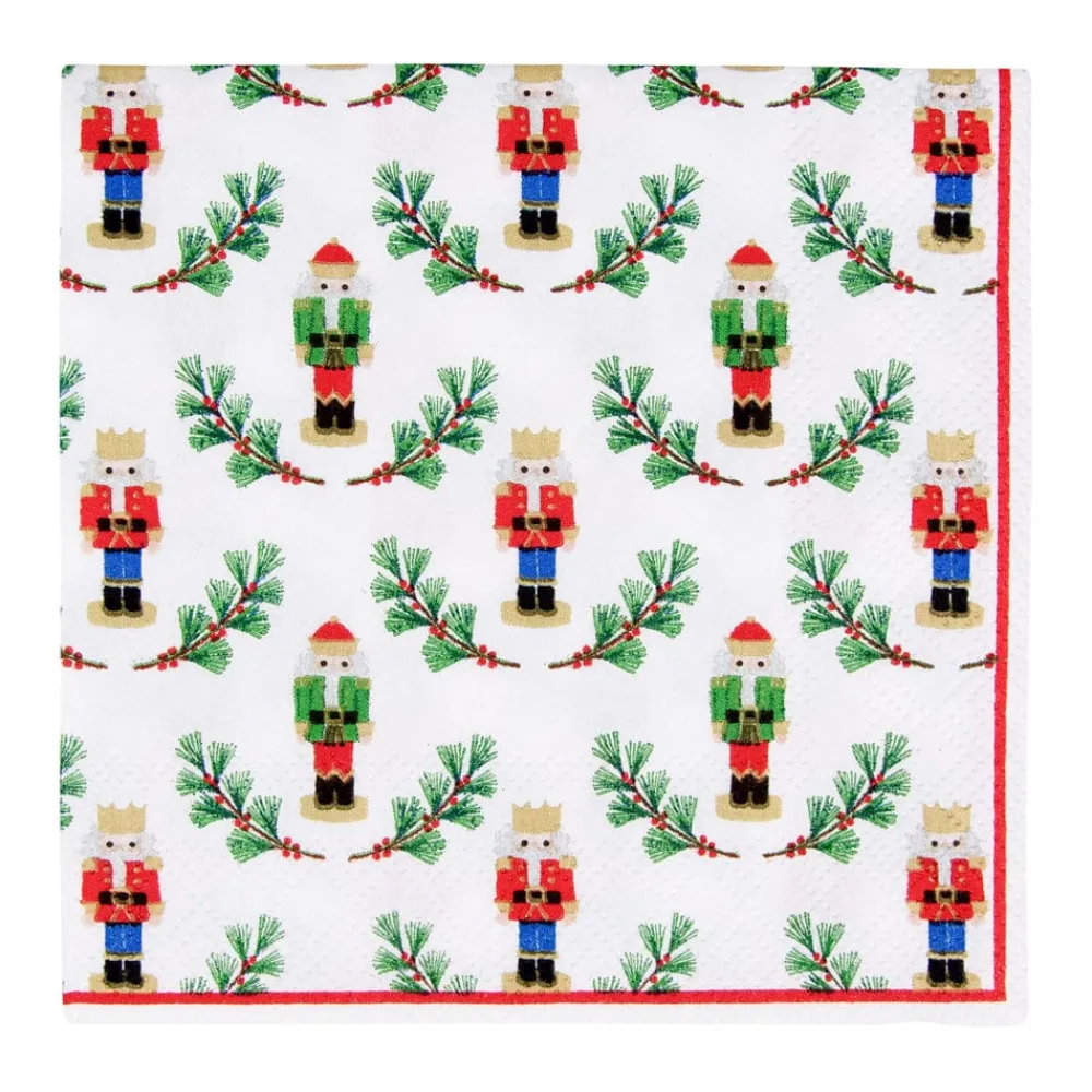 Caspari Christmas Napkins|Paper Cocktail Napkins|Little Nutcracker Cocktail Napkins - 20 Per Package