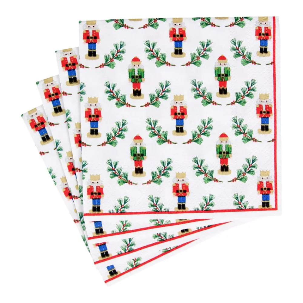 Caspari Christmas Napkins|Paper Cocktail Napkins|Little Nutcracker Cocktail Napkins - 20 Per Package