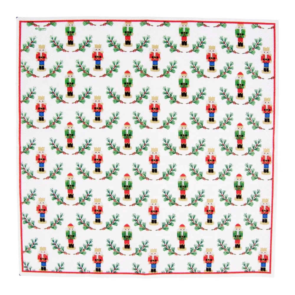 Caspari Christmas Napkins|Paper Cocktail Napkins|Little Nutcracker Cocktail Napkins - 20 Per Package