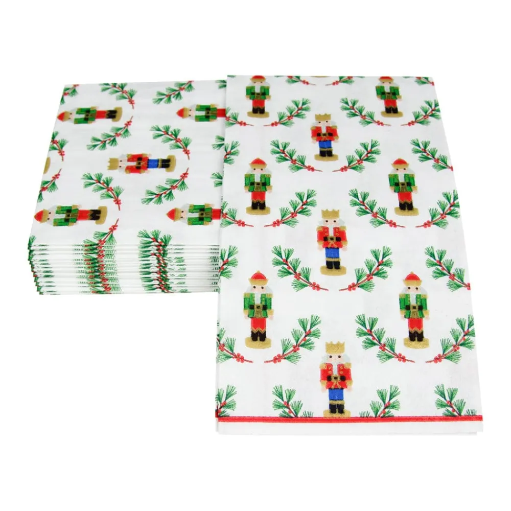 Caspari Christmas Napkins|Paper Guest Towels|Little Nutcracker Guest Towel Napkins - 15 Per Package