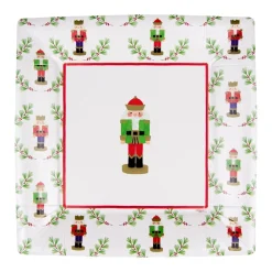 Caspari Christmas Plates|Paper Salad And Dessert Plates|Little Nutcracker Sq Salad & Dessert Plates - 8 Per Package