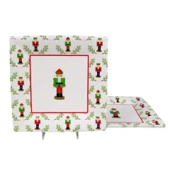 Caspari Christmas Plates|Paper Salad And Dessert Plates|Little Nutcracker Sq Salad & Dessert Plates - 8 Per Package