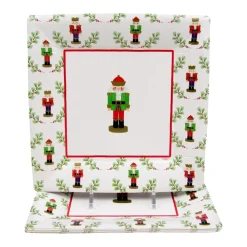 Caspari Christmas Plates|Paper Salad And Dessert Plates|Little Nutcracker Sq Salad & Dessert Plates - 8 Per Package