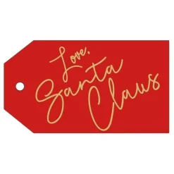 Caspari Christmas Gift Tags & Labels|Gift Tags & Enclosure Cards|Love, Santa Claus Classic Gift Tags - 4 Per Package