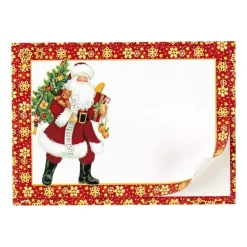 Caspari Christmas Gift Tags & Labels|Gift Tags & Enclosure Cards|Lynn Haney Santa Self-Adhesive Labels - 12 Per Package