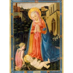 Caspari Christmas And Holiday Cards|Boxed Holiday Cards|Madonna And Child With Saint John Small Boxed Christmas Cards - includes 15 cards & envelopes